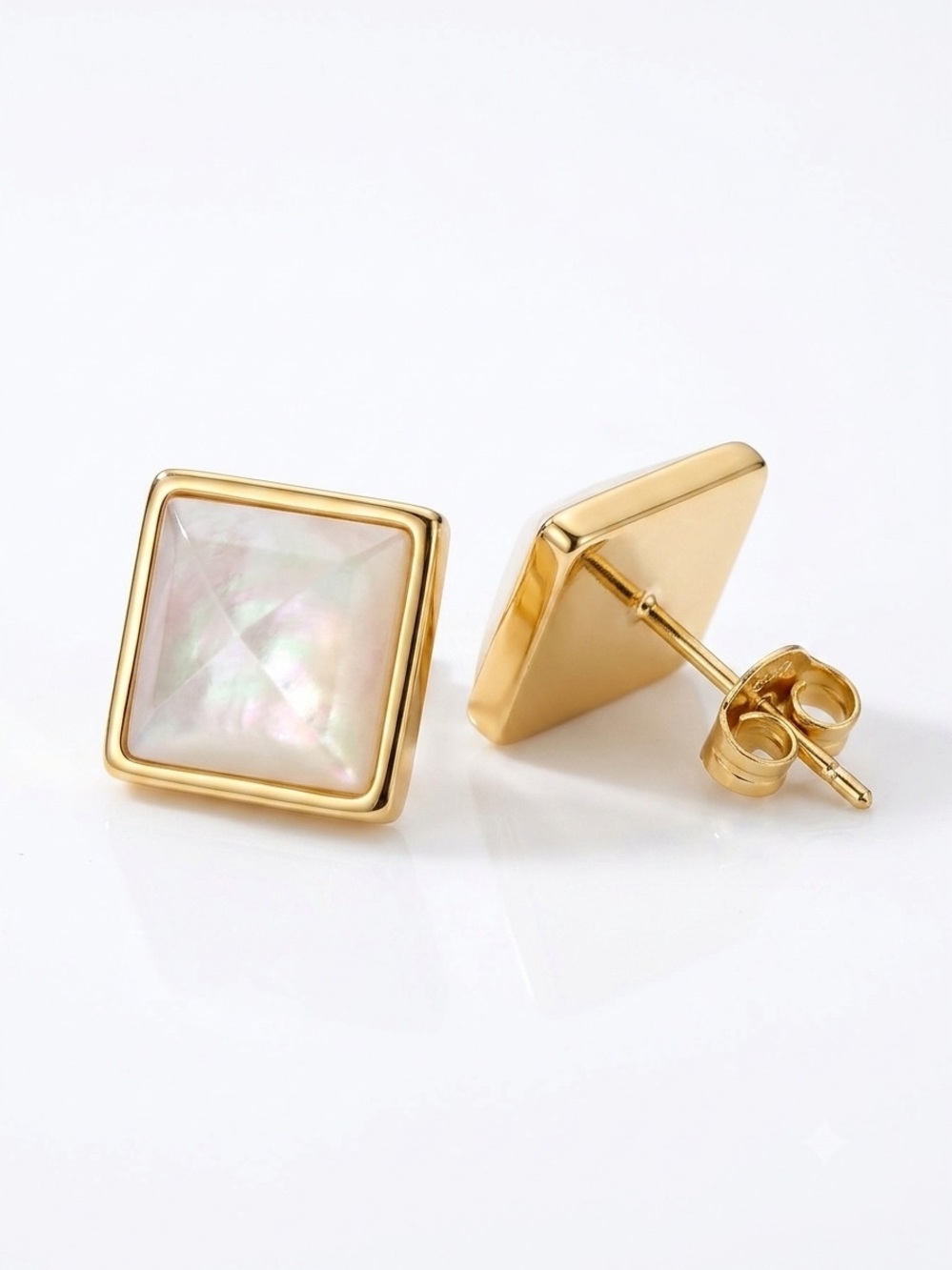 14k Gold - Filled Square Mother-of-Pearl Stud Earrings